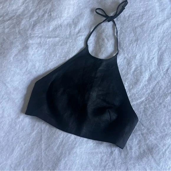 Matthew Bruch Linen Halter Crop Top - Sz XS - Picture 3 of 4